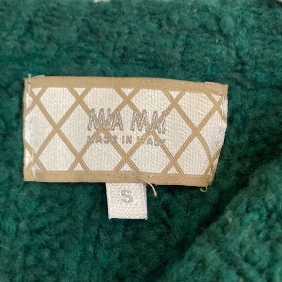 Mia Mai Green Open Knit Cable Knit Chunky Sweater Size Small Fall Academia - Picture 6 of 16